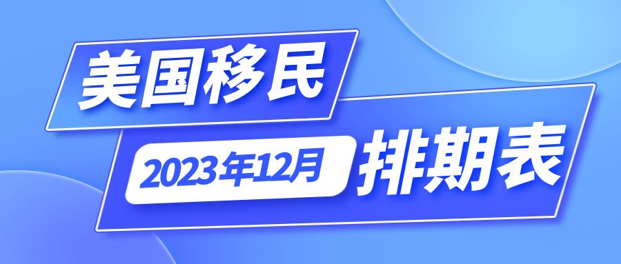 2023年12月美國移民排期表出爐！EB-2和EB-3前進(jìn)21天！